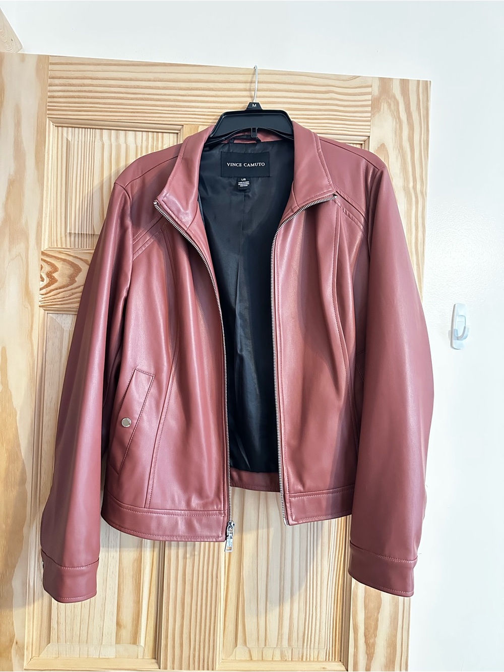 Vince Camuto Women's Mauve Faux Leather Zip-Front Jacket